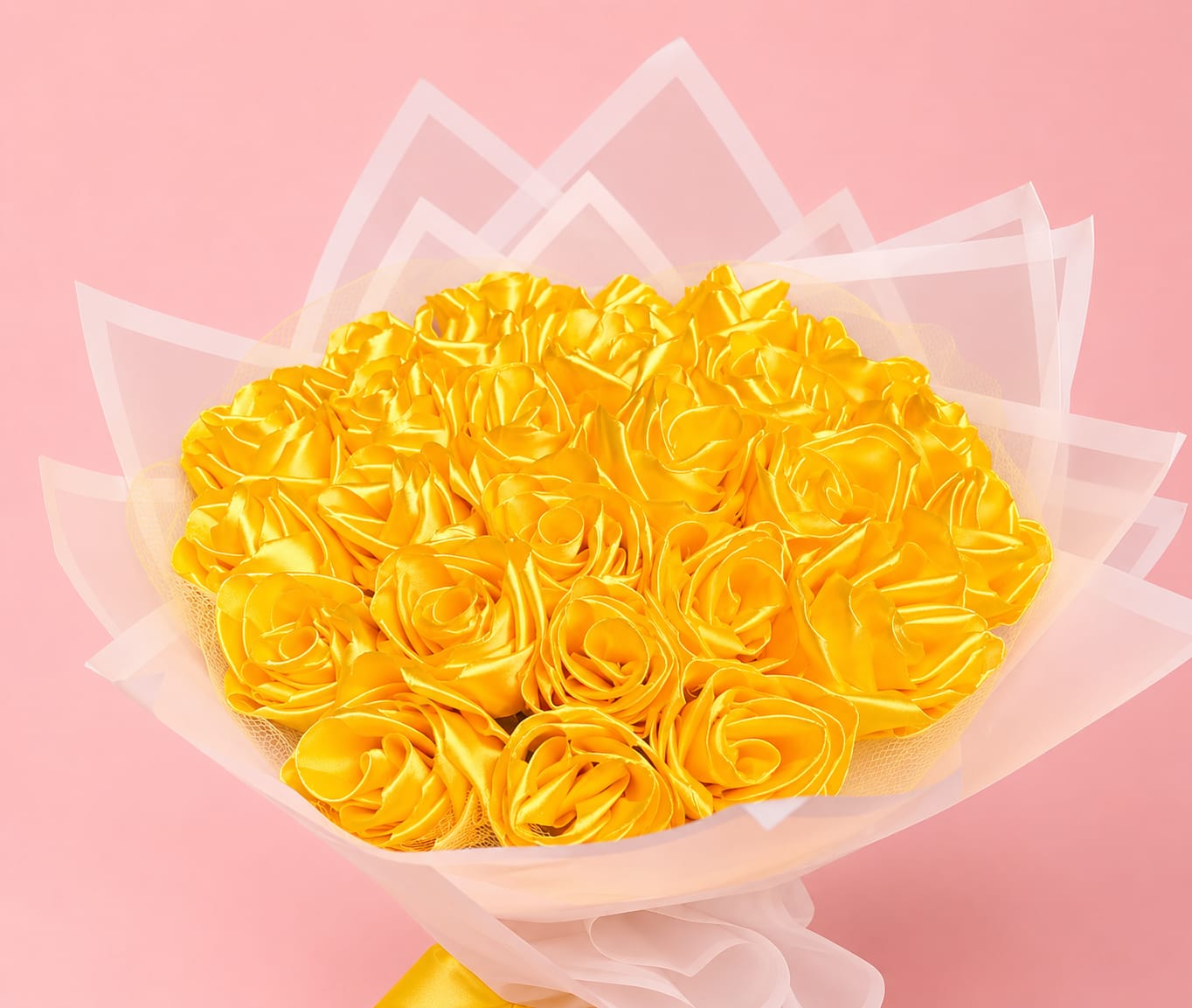 	Handmade Yellow Flower Bouquet with White Wrapping Paper Thumbnail