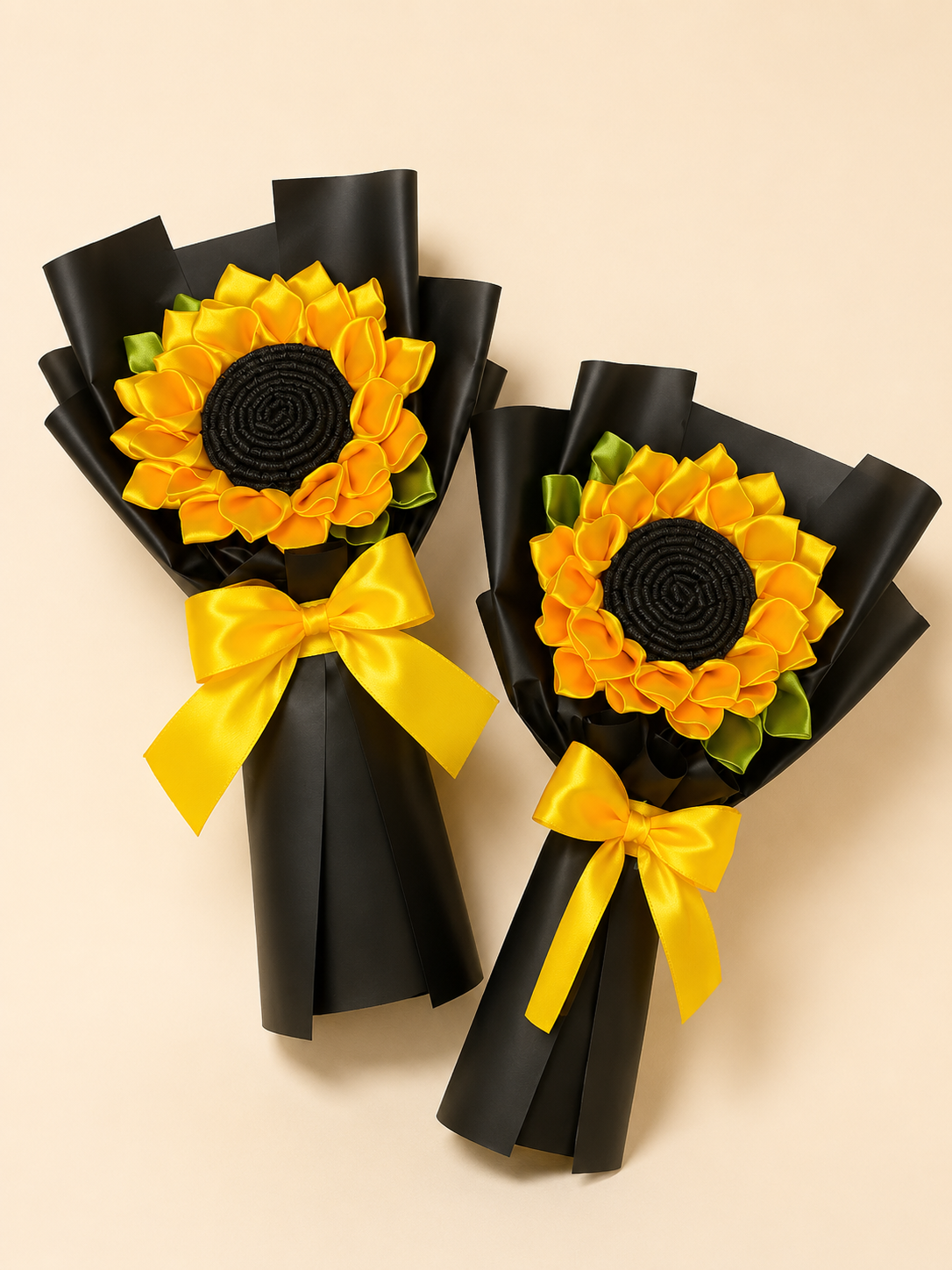 Handmade Single Sunflower Bouquet with Black Wrapping Paper