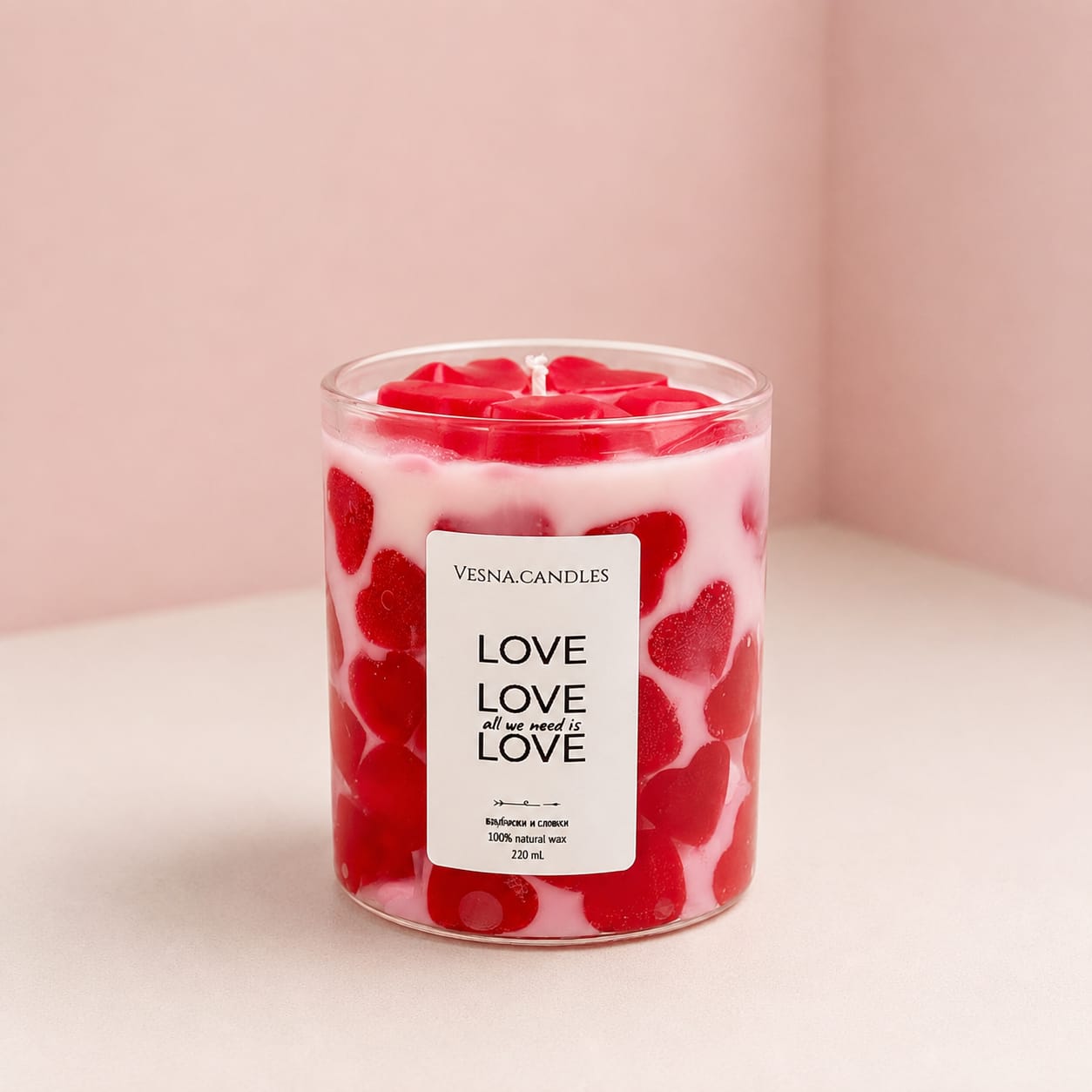 Handmade Love Heart Candle Jar