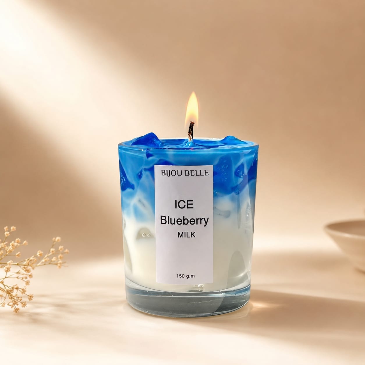 Handmade Blue Milk Wax Candle Jar