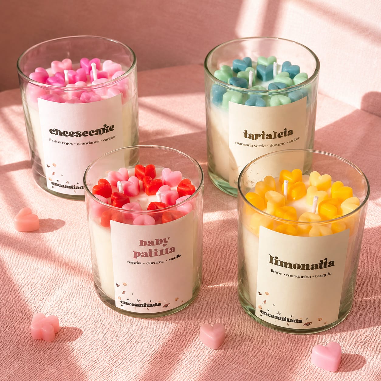 	Handmade Colorful Heart Wax Candle Collection